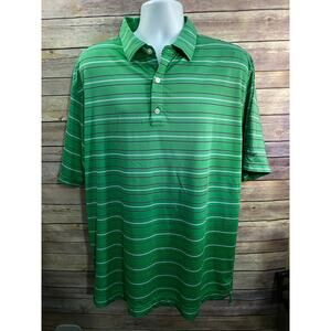 FootJoy Polo Shirt Men XL Green Venetian Bay Golf Stripe Print Performance